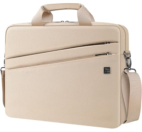 DOMISO Bolso Bandolera para Portátil de 15-15,6 Pulgadas Maletin Portatil Funda Ordenador Compatible con Lenovo IdeaPad, Dell Inspiron, ASUS VivoBook, Acer Aspire, HP Pavilion, Beige