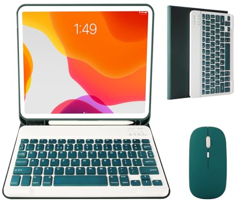 Nsyee Keyboard Case with Mouse for iPad 9th/8th/7th, Air 3 & Pro 10.5 | UK Layout Detachable Keyboard Folio Cover with Mouse & Pen Slot for 10.2 iPad 9th/8th/7th, Air 3 2019, 10.5 Pro 2017