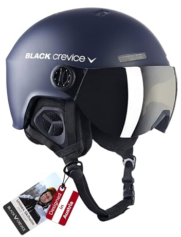 Black Crevice Gstaad unisex vuxen skidhjälm med visir, marinblå/vit, S (51-53) vit, 51-53 cm