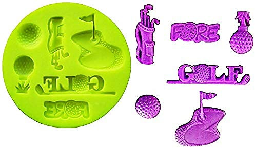 Lovelegis Silicone bag mold with golf clubs - golf course - small thickness golf balls - Christmas and birthday gift idea - silicone casts - mold for craft use