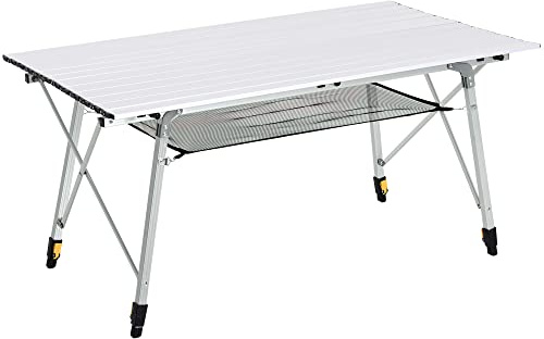 Outsunny Table Pliante Exterieur en Aluminium 6 Personnes Hauteur réglable