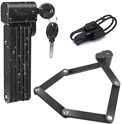 MOCOLI Candado de Bicicleta Plegable Candado Plegable con Soporte, 2 Llaves de Seguridad, Cerradura de Cadena portátil de aleación de Acero de Alta Resistencia Seguridad antirrobo Cerradura