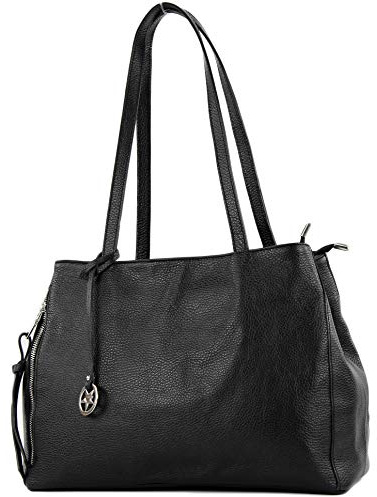 modamoda de T205 Damen Leder Schultertasche Shopper Henkeltasche, handmade in Italy
