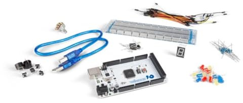 Whadda DIY-Basisbausatz mit ATMEGA2560 für Arduino, Elektronikbausatz mit LEDs, Widerständen, Breadboard, Buzzern, Sensoren, Display und mehr, für Anfänger und Fortgeschrittene