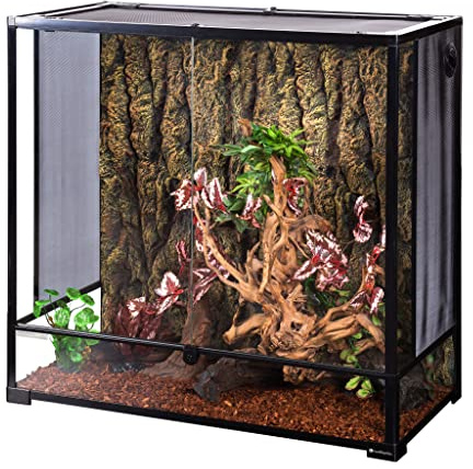 Swell Reptiles Glass Terrarium/Vivarium Tank | Easy Access Port for Access for Tiding Cables with Breathable Mesh Top Lid for Optimal Ventilation (91x45x90cm)
