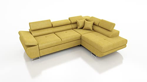 Robin Inspire Saturn Kingston Ecksofa mit Schlaffunktion L-Form Rechts Senfgelb