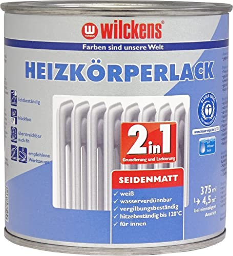 Wilckens Vernice per radiatori 2 in 1, bianco satinato, 375 ml