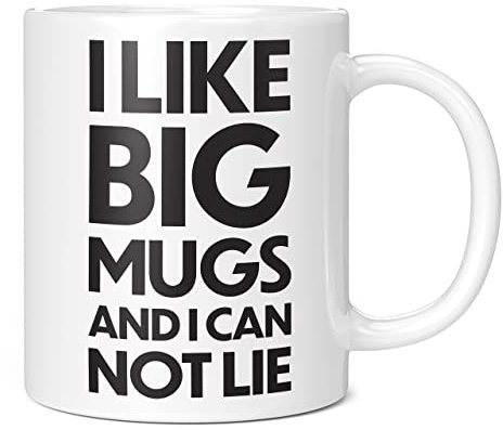 Mug Monster - I Like Big Mugs and I Cannot Lie Giant Mug, Extra Large Tea Cup - Ceramic Coffee Cup, Gift for Men or Women, Extra Large and Giant Available, 20oz White