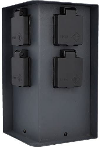 UNITEC Steckdosenverteiler für den Garten, Steckdosensäule, Außensteckdose Edelstahl, IP 44, 4 Steckdosen