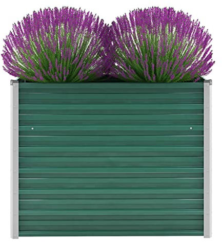 RONGQI Garten-Hochbeet, Pflanzkübel, Kräuterbeet, Hochbeete-kit, Schneckenzaun, Pflanztrog, Pflanzgefäße, Pflanzfolie Für Hochbeet,Teichbecken, Verzinkter Stahl 100x40x77 cm Grün