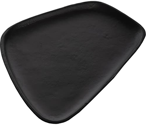 Brandsseller Deko Tablett Deko Teller ca. 35 x 25 cm Deko Schale Aluminium RAW OPTIK Schwarz
