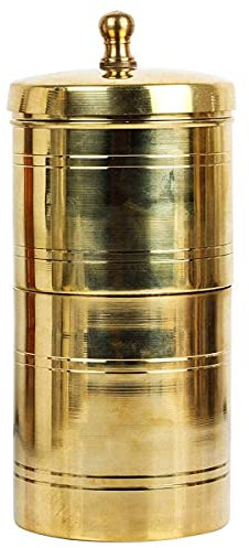 Brass South Indian Drip Style Liquid Coffee Filter Vessel for Home Use, 400Ml, Size 4 - Ideal for 5 to 6 Cups Coffees