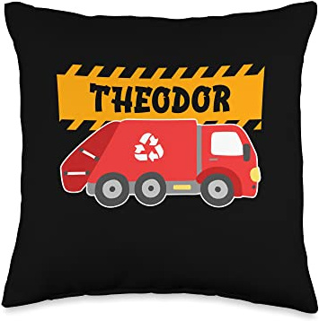 Waste Collector Dump Trash Recycling Lover Theodor Trash Truck for Kids Collector Ecologist Garbage Throw Pillow, 16x16, Multicolor