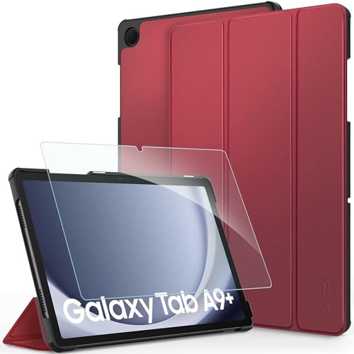 CACOE Case for Samsung Galaxy A9+ Plus Tablet +Screen Protector, Wine Red | 11 inch 2023 – Full Protective Case for Galaxy Tab A9+ Plus