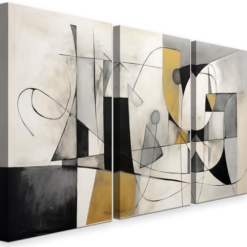 INTELIENZOS Tres cuadros modernos para decoracion de salon 120x61cm, Pack 3 Lienzos de Picasso, estilo abstracto, Abs 6
