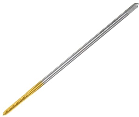 sourcing map Metric Thread Tap M3 x 0.5 H2 100mm Extra Long Titanium Coated High Speed Steel 6542 Straight Flute Screw Thread Milling Machine Taps Threading Tapping Repair Tool