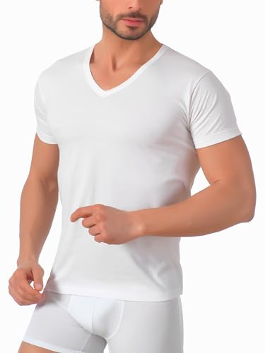Liabel Lot de 3 t-shirts pour homme en coton 100 % Premium ConfortFit | Douceur et Respirabilité | T-shirt homme idéal pour toutes les activités, 3 pièces Blanc - Col en V, L
