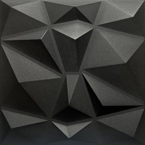 Deccart - 3D Wandpaneele 50x50 cm - Paneele Wand Wall Panels Deko Wandverkleidung Innen Panel Deckenverkleidung Decke Deckenpaneele Platten Styropor EPS-Polystyrol Diamant 5 m², 20 Stück,Schwarz