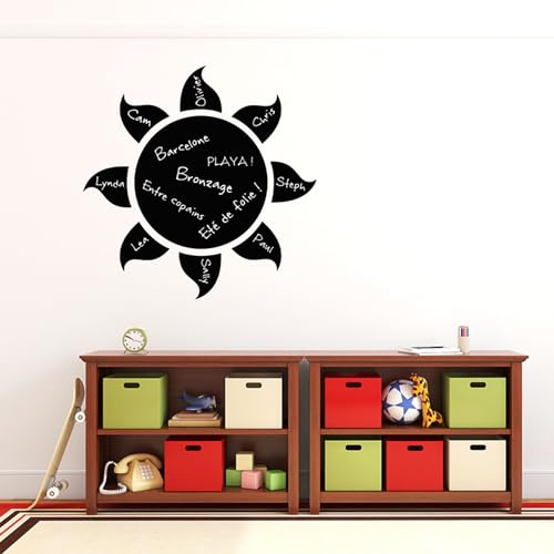 Ambiance Sticker Kreidetafel – Wandsticker, selbstklebend, abwischbar, Design Sonne, 30 x 30 cm