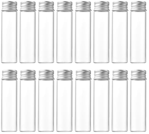 FSSTUD Lot de 20 mini-bouteilles en verre de 20 ml - Petits pots vides transparents - Flacons d'échantillons de liquide - Pots de rangement pour perles à bijoux - Petits flacons pour messages de