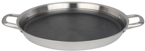 4BIG.fun Paellapfanne aus Edelstahl 36 cm Antihaft Wabenstruktur traditionelle Paella Pfanne traditionelle Paella-Bratpfanne Schmortopf ofenfest Induktion