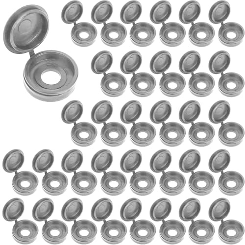 LICQIC Screw Cover Caps, Plastic Hinged Screw Cover Caps, 100 Gray | Small Screw Caps for M4 - M6 Screws