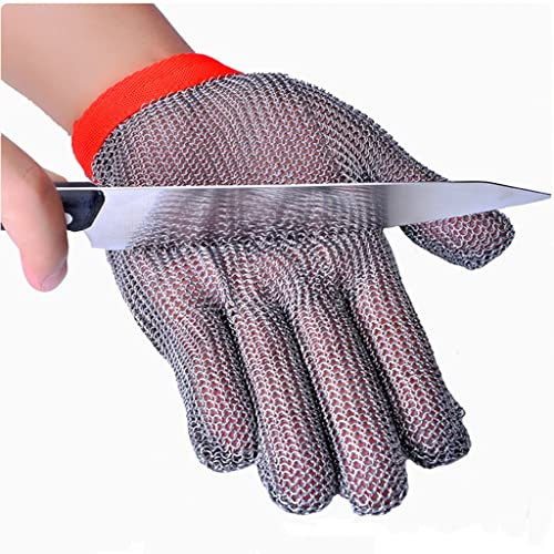 Anti Cutting Gloves Wood processing anti cutting gloves Stainless steel chain mail gloves Men women safety work gloves nylon wrist strap (Size : A pack of one/S) (A pack of one/XL)