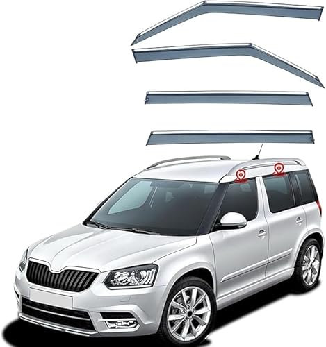 AnJWen Windabweiser für Skoda Yeti MK1-5L 2009-2017,Autofenster Regenschutz, Regenabweiser, Integrierte Deflektoren,4 Stück