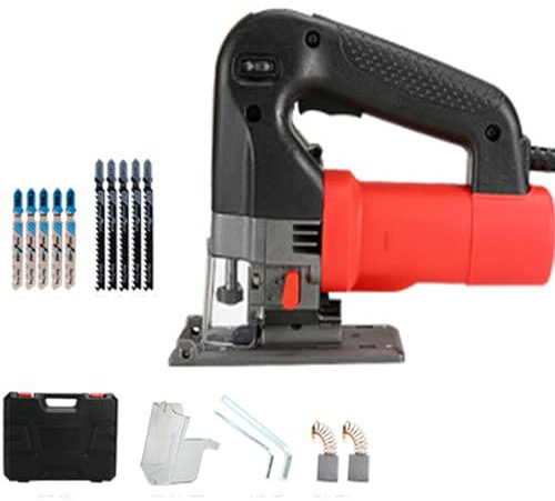THYXGS Sierra Curva Eléctrica De 220 V, 750 W, Sierra De Calar, Motosierra Curva De Sierra Eléctrica De 6 Velocidades Variables con Caja Y Hoja De Sierra, Herramienta para Trabajar La Madera