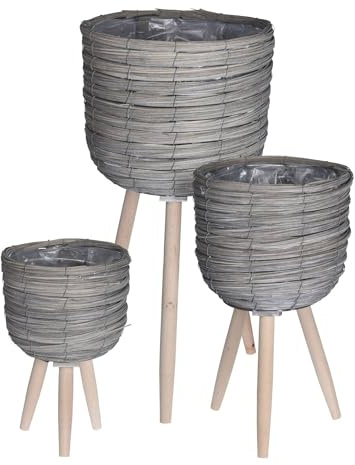 Well Home Set 3 maceteros c/Patas Gris Ø21Ø25Ø30cm