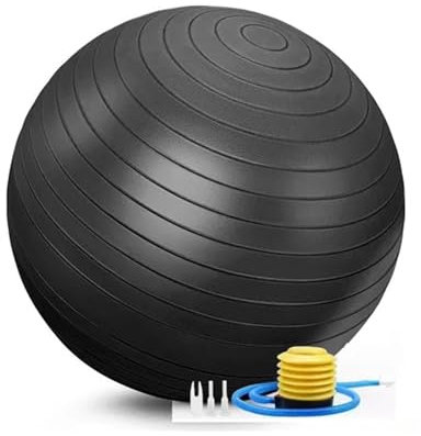 Balance-Ball, Yoga- und Pilates-Zubehör, Heim-Fitnessgerät, Schwangere, Reha-Übung, Yoga-Ball, Fitnessstudio (Schwarz, 65 cm)