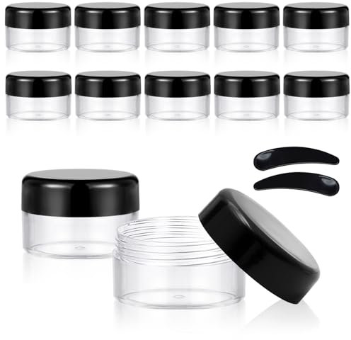 GAUATO 12 Stück Döschen 10ml, Plastik Cremedosen zum Befüllen, Leere Tiegel Transparent Salbendosen, Cremetiegel mit Deckel Mini Dosen Reise Tiegeldosen, für Lippenbalsam, Creme, Kerzen, Kosmetik