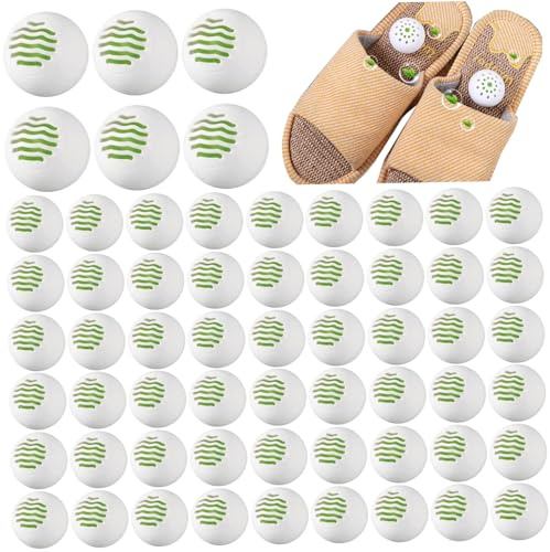 Comebachome Shoe Deodorizer Balls, 60pcs 1.6inch Natural Shoe Odor Balls, Sneaker Deodorizer Balls, Odor Balls for Shoes Gym Bags, Lockers, Hampers Wardrobe Drawer
