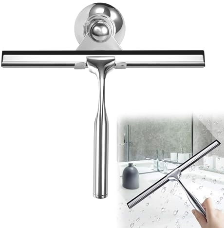 Tergivetro da Bagno Acciaio Inox Professionale Spatole Lava Doccia con Gancio Tergicristallo per Doccia per Pulizia Vetri Vetro Specchio Bagno Pulizia Vetri Piastrelle 25cm Argento