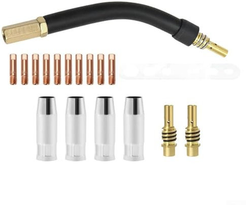 AK15 MIG Schweißbrenner-Teile-Kollektion, 17-teilig, inklusive wesentlicher Komponenten wie Düsen und Halter (Halss-Set 0,8 mm)