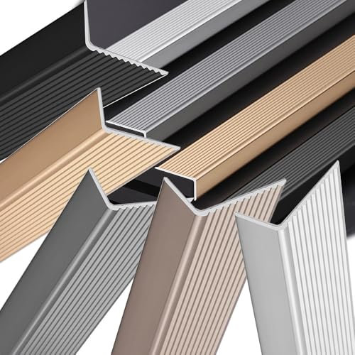 WXGMP Aluminium Treppenkantenschutz rutschfeste Treppenstufen Außen Treppenkantenprofil Kantenschutz Veranda-Eckenschutz Kantenschutzprofil(Silver,90cm/36in)