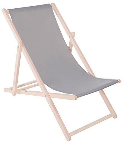Muntel Klappstuhl Liegestuhl klappbar aus Massivholz, Sonnenliege für Garten, Balkon & Terrasse, Gartenstühle, Gartenliege wetterfest, Strandliege klappbar leicht, Strandstuhl, (Grau)