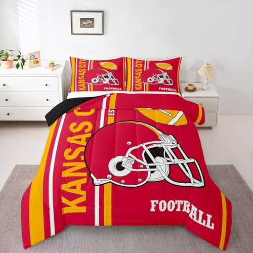 Loussiesd Juego de ropa de cama con diseño de equipo de fútbol americano para niños, niñas y adolescentes, decoración de habitación, juego de edredón de juegos de fútbol, tamaño doble, 3 piezas