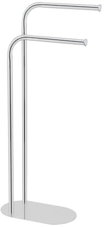 Wenko Porta Asciugamani MOD. Levante Elegante autoportante per Bagno con Appendiabiti in Acciaio Inox Lucido 30x79x17 cm Argento Brillante
