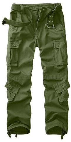 Cargo Pants Women Baggy Camo Tactical Pants Straight Leg Casual Y2K Work Trousers with 9 Pockets 2039 ArmyGreen 10