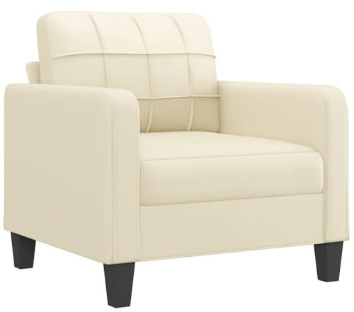HEFZGDB 4-TLG. Sofagarnitur mit Kissen Creme Kunstleder Sessel Schlafzimmer Sessel Wohnzimmer Kleines Sofa Sofa Klein für Büro Wohnbereich Schlafzimmer Aufenthaltsraum