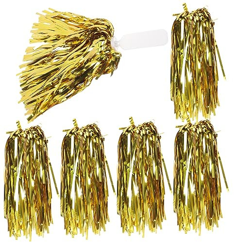 HEMOTON 6stücke Cheerleader Pompons Mit Griff Glitzer Handblumen Für Cheerleading-Accessoire Tanz-Pompons Leuchtende Farben Langlebig Für Cheer-Squad Und Partys
