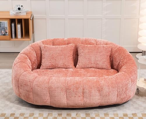 LIFEISLE Sitzsack Sofa 2 Sitzer Couch aus zerkleinerten Schwamm, 145CM Breit Loungesesse, Bean Bag Sessel Wohnzimmer Schlafzimmer Gästezimmer Kinderzimmer Rosa