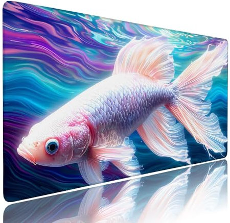 Alfombrilla de Mouse para Juegos, Blu, XXL, Antideslizante, Impermeable, Diseño de Pescare, Extendido, Grande, 1200x600x3mm, para PC, Laptop, Ufficio, Famiglia d-871