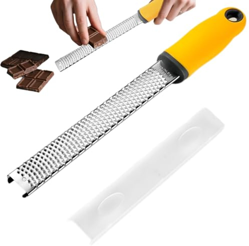Lemon Zester & Grater for Cheese, Ginger, Garlic, Nutmeg with Length of 12.7 (Yellow)