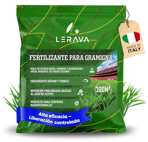 LERAVA® Concime per gramigna (9 kg) - fertilizzante per prato antistress e rigenerante - concime prato autunno ed estate con potassio e azoto - fertilizzante granulare per prato fitto e resistente