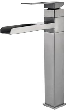 Waschtischarmatur aus gebürstetem Edelstahl, hoch, Wasserfall-Design, Einhebel, moderne Badarmaturen für Waschbecken, stilvoll und langlebig