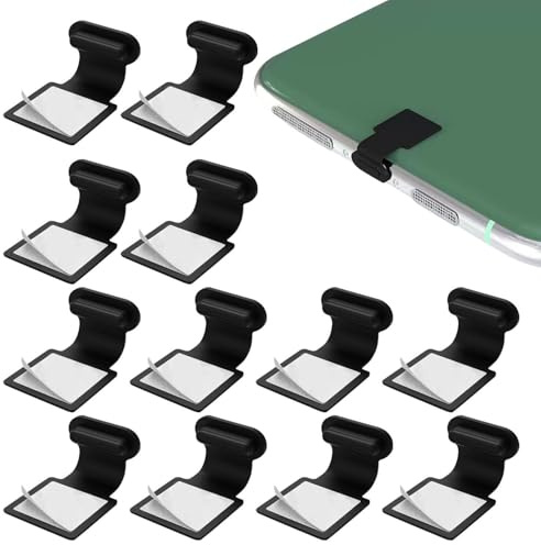 QIXNBL 12 Pcs Cell Phone Dust Plugs, Protective Charging Port Covers, Silicone Dust Covers, Suitable for Lightning Interface (Black)