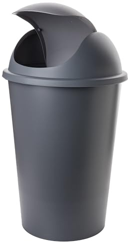 SUSTANIA Poubelle de cuisine, en plastique, avec couvercle basculant, 50 l, fabriquée en UE, pour la maison et le bureau, grise