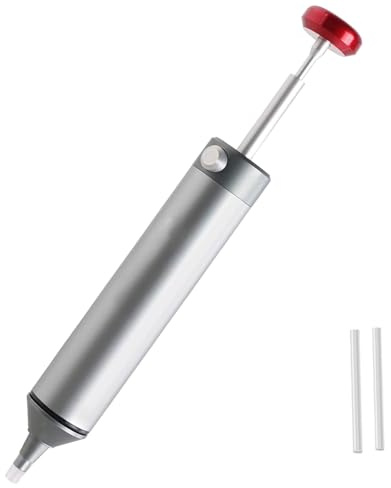 Solder Sucker Desoldering Pump Solder Remover Gun with High Temperature Resistant Silicone Nozzle, Aluminum Body Strong Suction Power Essential Solder Removal Accessory for Professional Welders